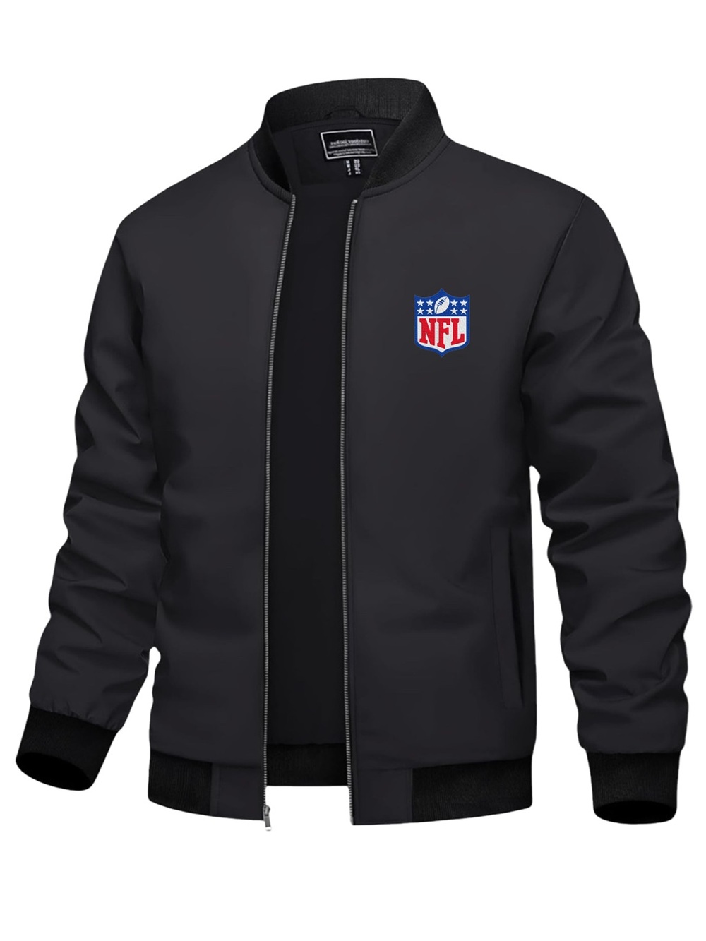 Men’s NFL Logo Embroidered Light weight Bomber Jacket Black